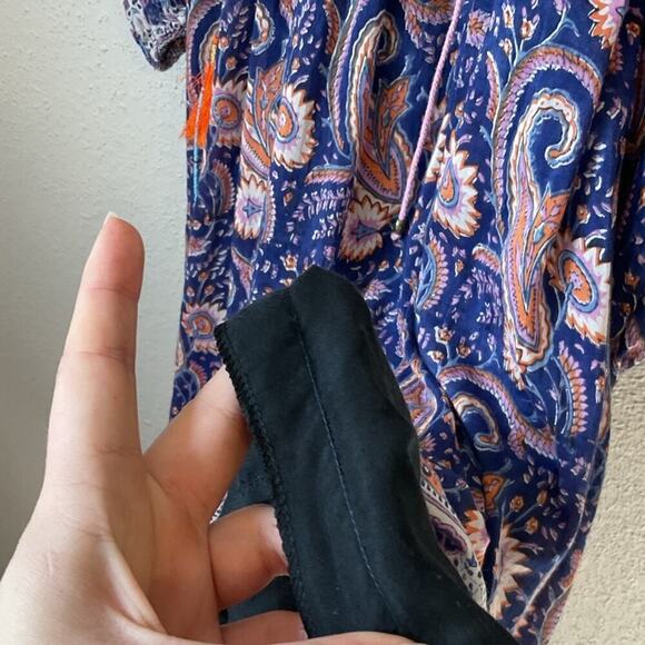 Bell by Alicia Bell Paisley Button Down Maxi Dress with Tassels Size Large Navy - Picture 9 of 10